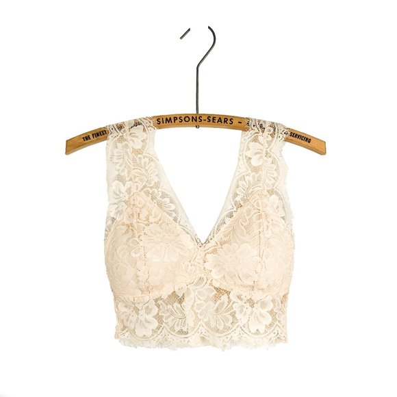 Other - Lace Plunge Bralette Pink Pretty Cropped